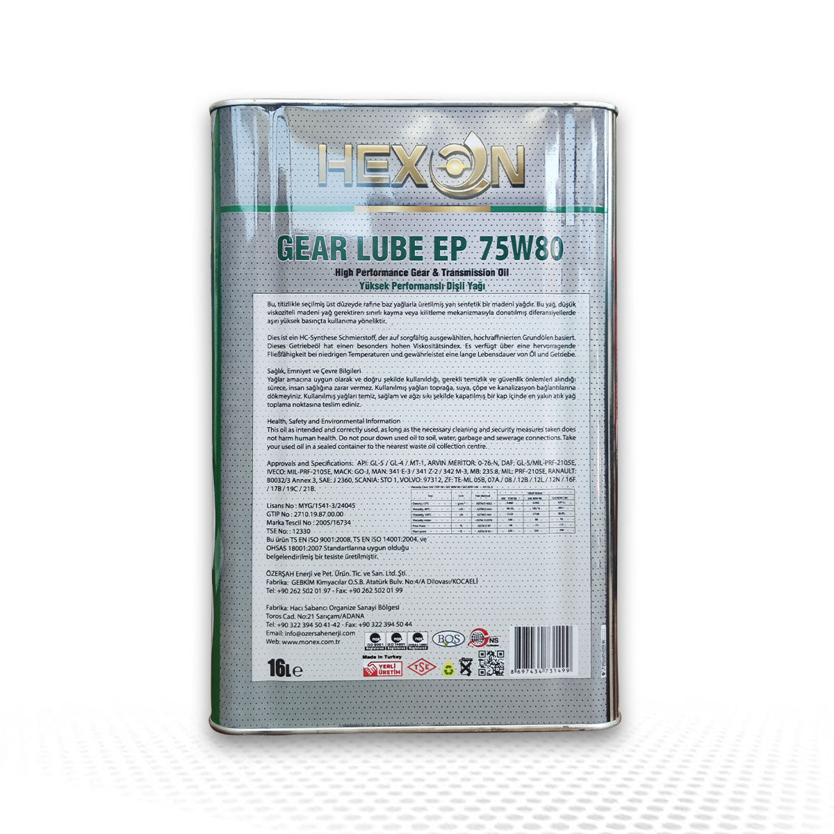 HEXON 75W-80 Transmisyon Dişli Yağı 14 KG