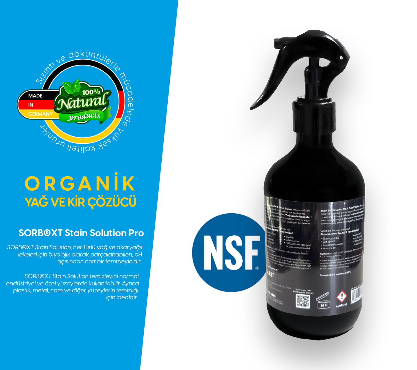 SORB®XT Stain Solution Pro Food & Kitchen Sprey - Organik Yağ ve Leke Çözücü 500 ML