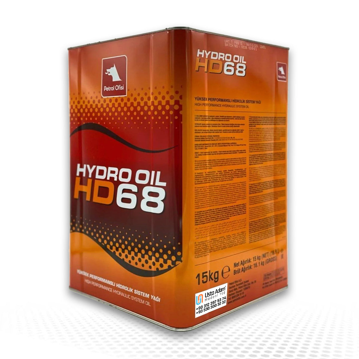 Petrol Ofisi Hydro Oil HD 68 15 KG Hidrolik Sistem Yağı