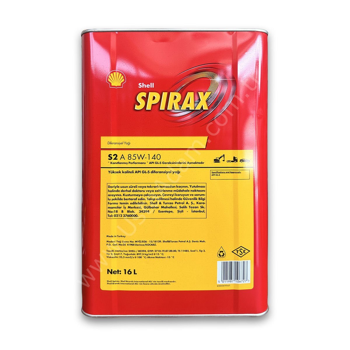 Shell Spirax S2 A 85W-140 GL-5 Sınıfı Diferansiyel Yağı - 16 LT